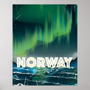 Poster de viagens da aurora boreal da Aurora de