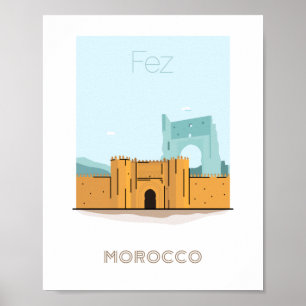Poster de viagens da cidade de Fez - poster de via