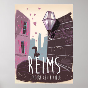 poster de viagens da cidade de Reims França