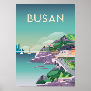 Poster de viagens da Coreia do Sul de Busan