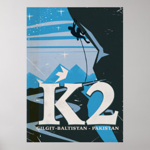 Poster de viagens da escalada da montanha K2