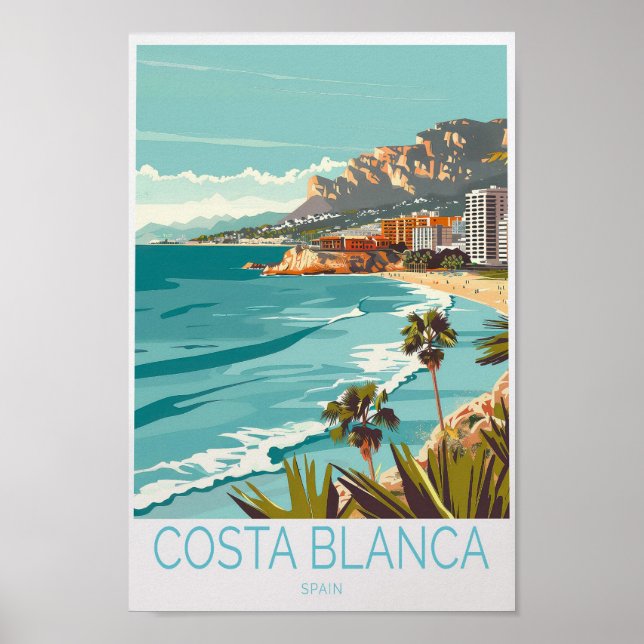 Poster de viagens da Espanha Costa Blanca, Espanha (Frente)