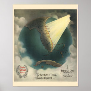 Poster de viagens da estrada de ferro de Florida
