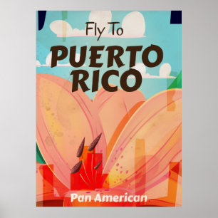 Poster de viagens da flor do vintage de Puerto