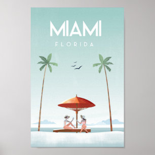 Poster de viagens da Flórida de Miami Beach