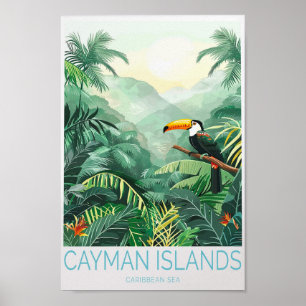 Poster de viagens da Ilha Cayman, Muro do Mar Cari