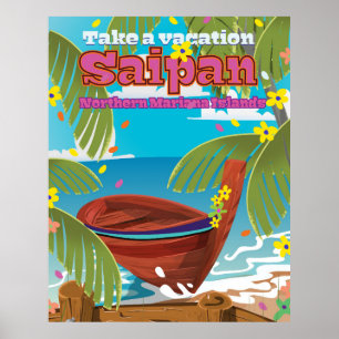 Poster de viagens da ilha de Saipan.