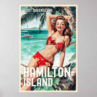 Poster de viagens da Ilha do Estilo Vintage Hamilt