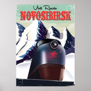 poster de viagens da locomotiva de novosibirsk