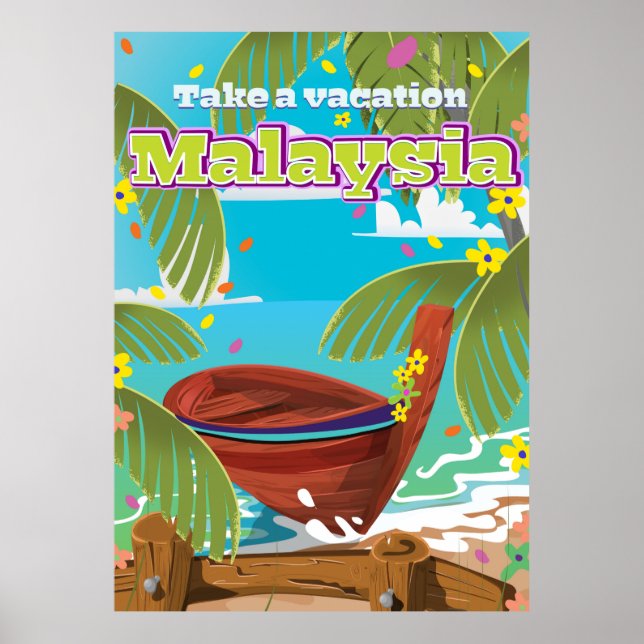 Poster de viagens da Malásia. (Frente)