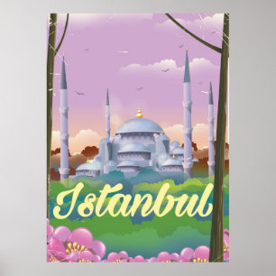 Poster de viagens da mesquita azul de Istambul
