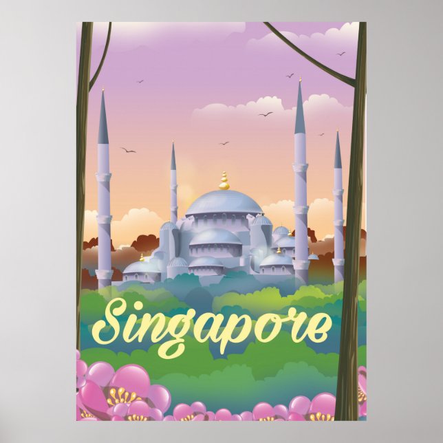 Poster de viagens da Mesquita de Singapura (Frente)
