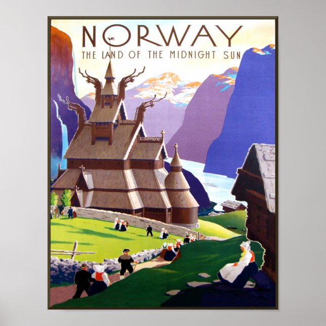 Poster de viagens da Noruega (Frente)