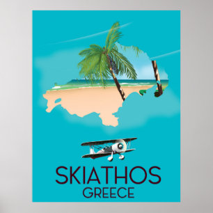 Poster de viagens da piscina de Skiathos