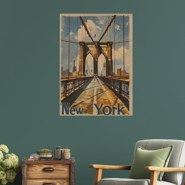Poster de viagens da ponte do Brooklyn em Nova Ior (Criador carregado)