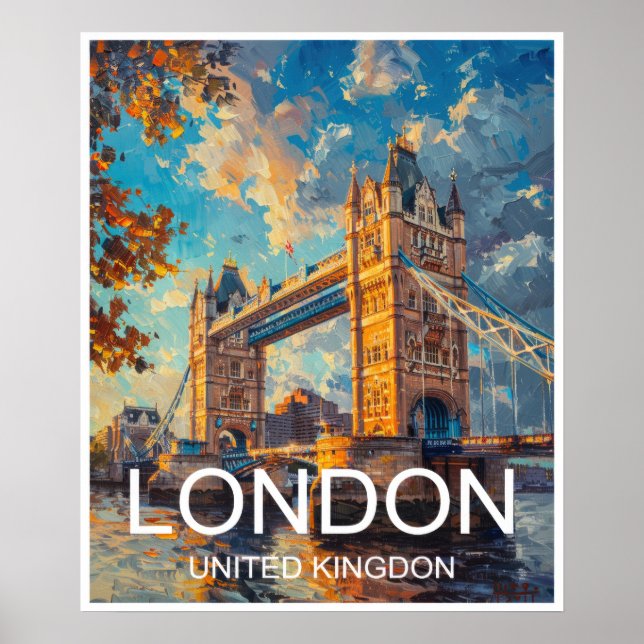 Poster de viagens da Ponte Torre de Londres Inglat (Frente)