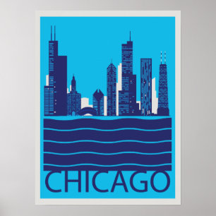 Poster de viagens da skyline de Chicago