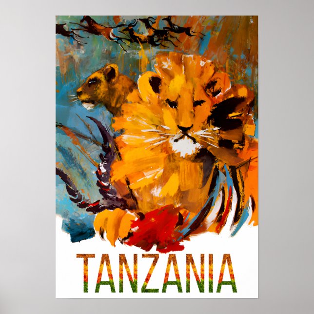 Poster de viagens da Tanzânia (Frente)