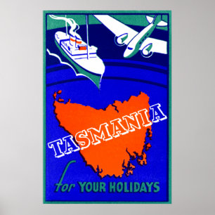 poster de viagens da Tasmânia 1930
