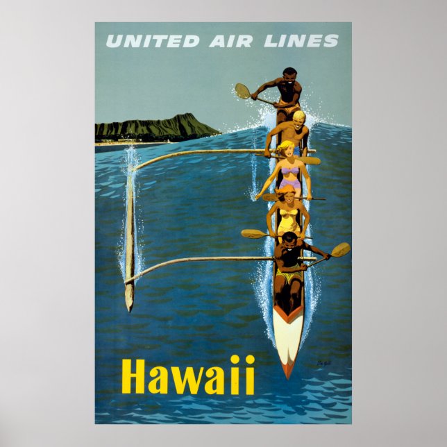 Poster de viagens Da United Air Lines Para O Havaí (Frente)