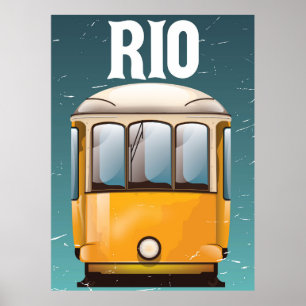 Poster de viagens das férias do bonde do vintage