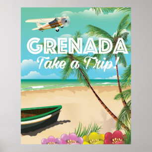Poster de viagens das férias do vintage de Grenad
