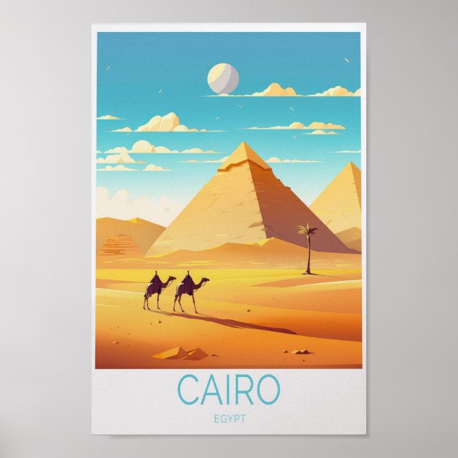Poster de viagens das Pirâmides do Cairo Egypt (Frente)