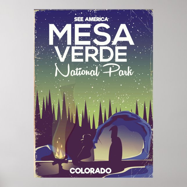 Poster de viagens de acampamento do Parque Naciona (Frente)
