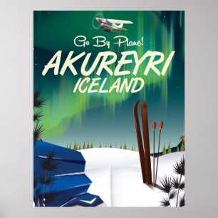 Poster de viagens de Akureyri Islândia