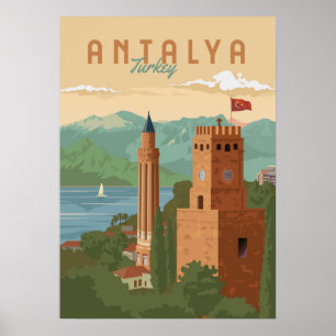 Poster de viagens de Antalya Turquia