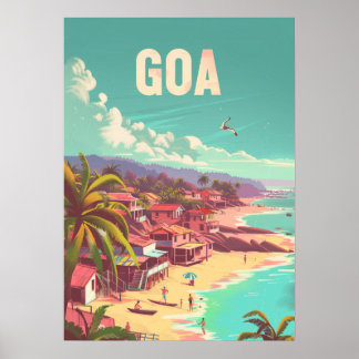 Poster de viagens de Arte Costeira Goa India