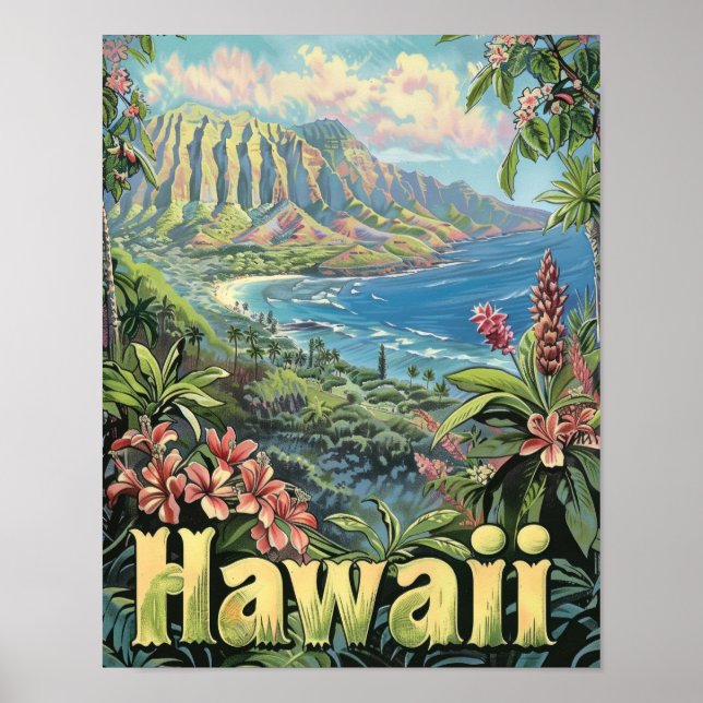 Poster de viagens de Arte do Havaí Poster (Frente)