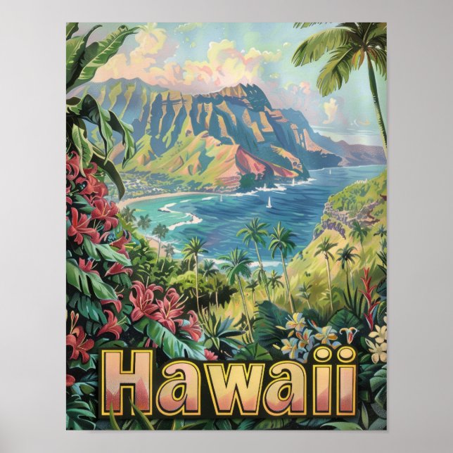 Poster de viagens de Arte do Havaí Poster (Frente)