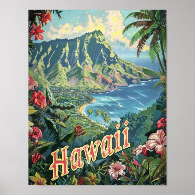 Poster de viagens de Arte do Havaí Poster (Frente)