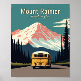 Poster de viagens de Arte do Monte Rainier Minimal