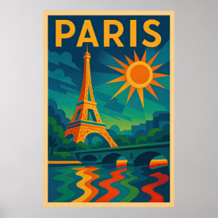 Poster de viagens de arte em Paris - 1920 de torre