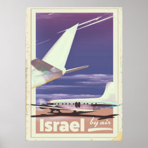 Poster de viagens de aviões comerciais de Israel