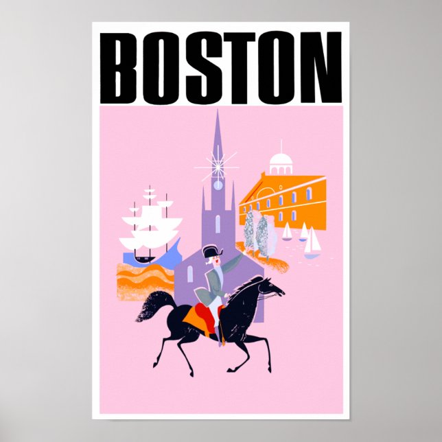 Poster de viagens de Boston (Frente)