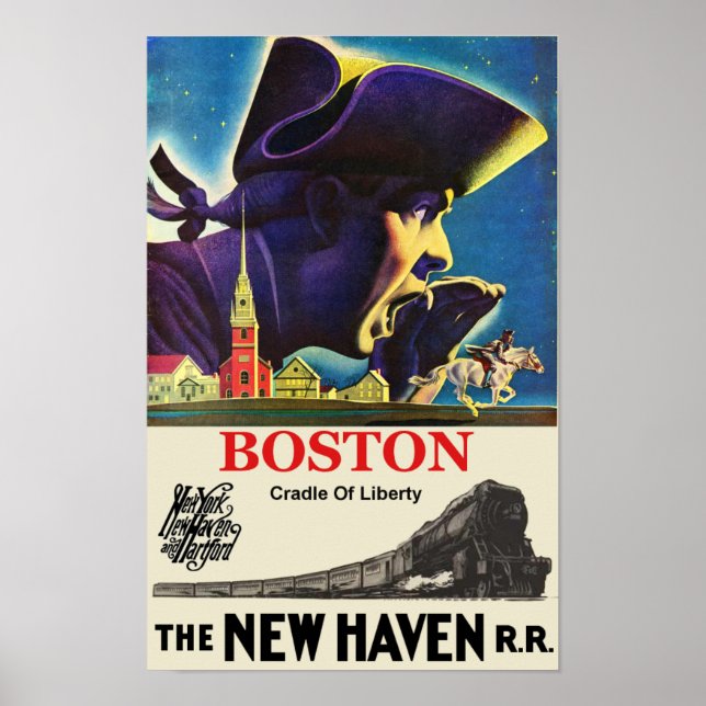 Poster de viagens de Boston (Frente)