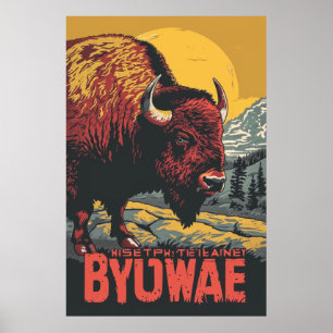 Poster de viagens de Buffalo no Parque Nacional Ye