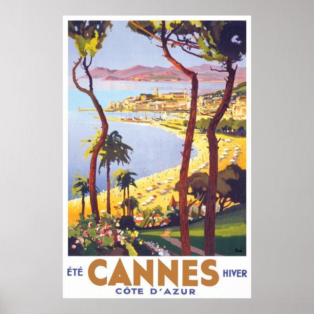 Poster de viagens de Cannes (Frente)