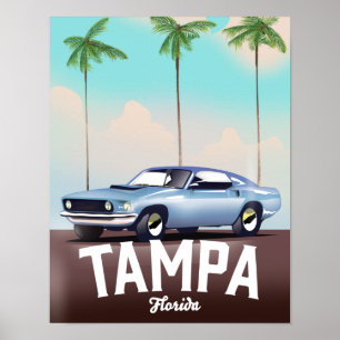 Poster de viagens de carro Tampa Florida