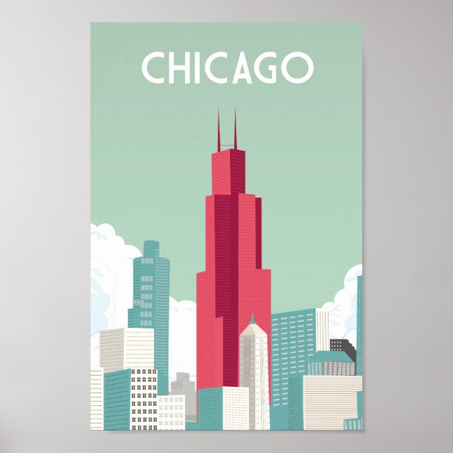 Poster de viagens de Chicago (Frente)