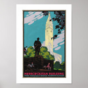 Poster de viagens de construção metropolitano do