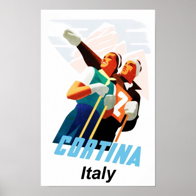 Poster de viagens de Cortina d'ampezzo, Itália (Frente)