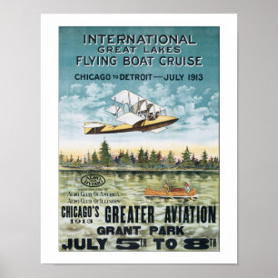 Poster de viagens de Cruse do barco de vôo de
