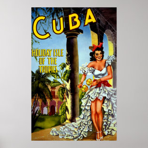 Poster de viagens de Cuba do vintage - trópicos d