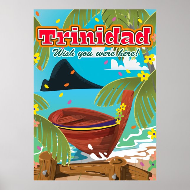 Poster de viagens de desenho animado de Trinidad (Frente)
