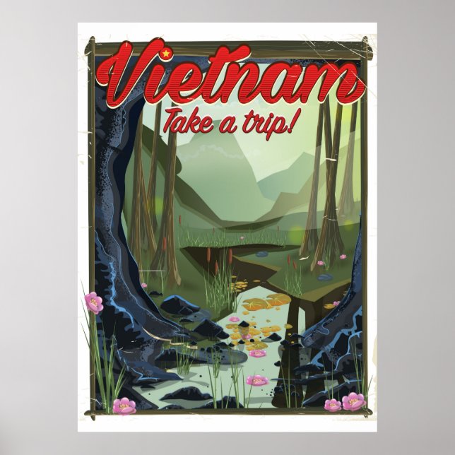 Poster de viagens de desenho da Caverna do Vietnã (Frente)