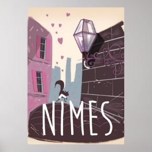 poster de viagens de desenho da Nîmes France